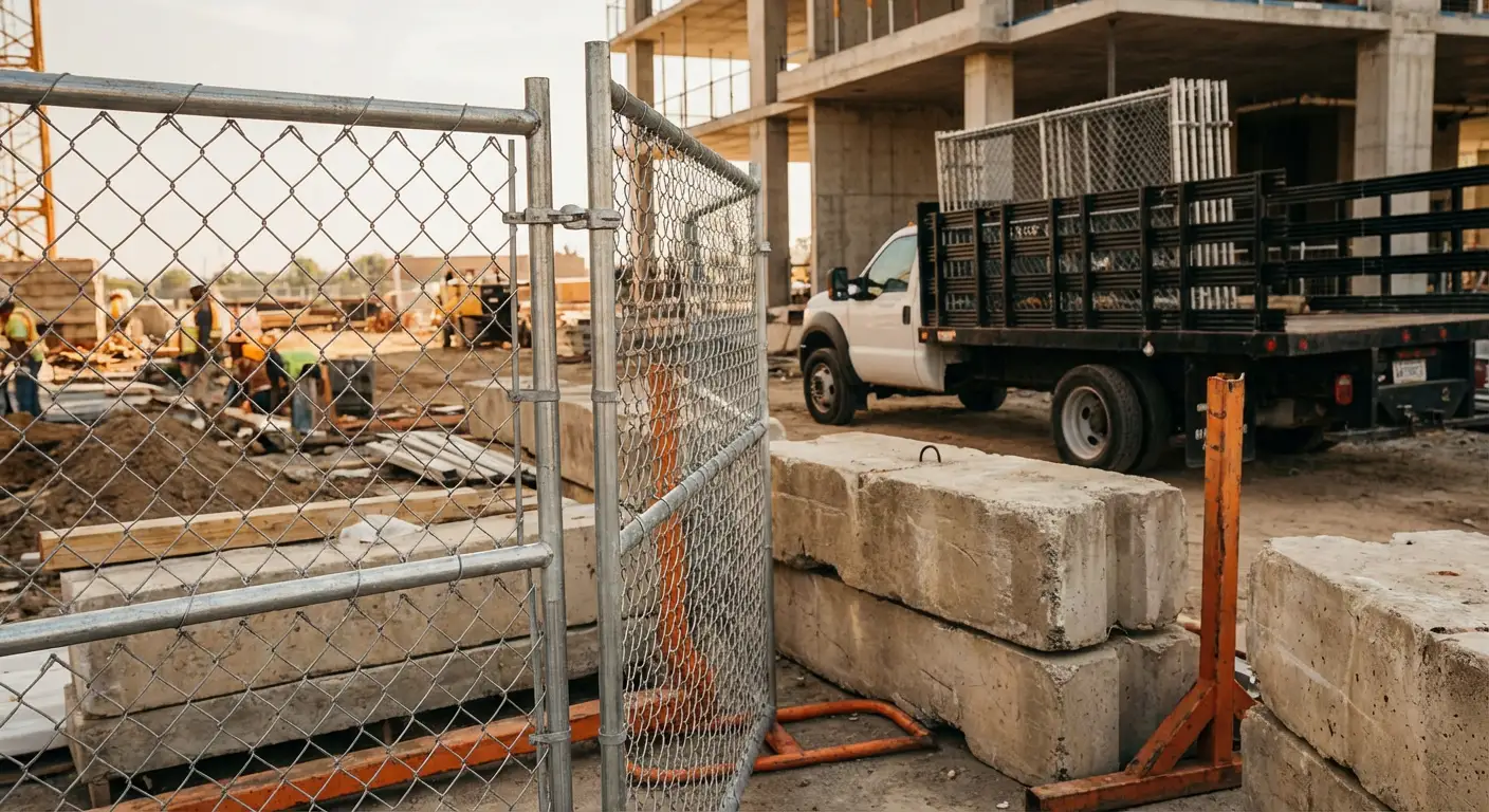 Commercial temporary fencing installation site in South San Francisco, CA