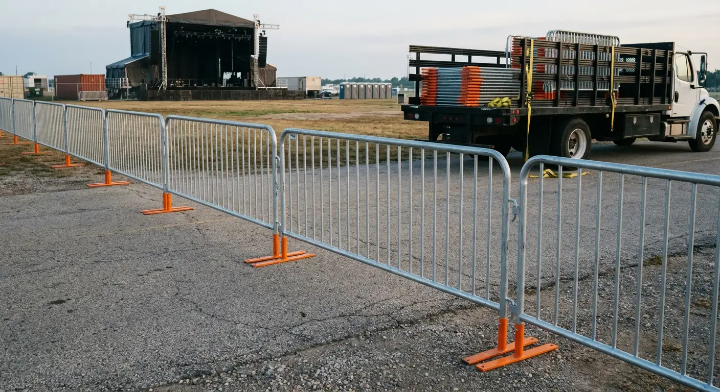 Crowd control barricade setup in South San Francisco, CA