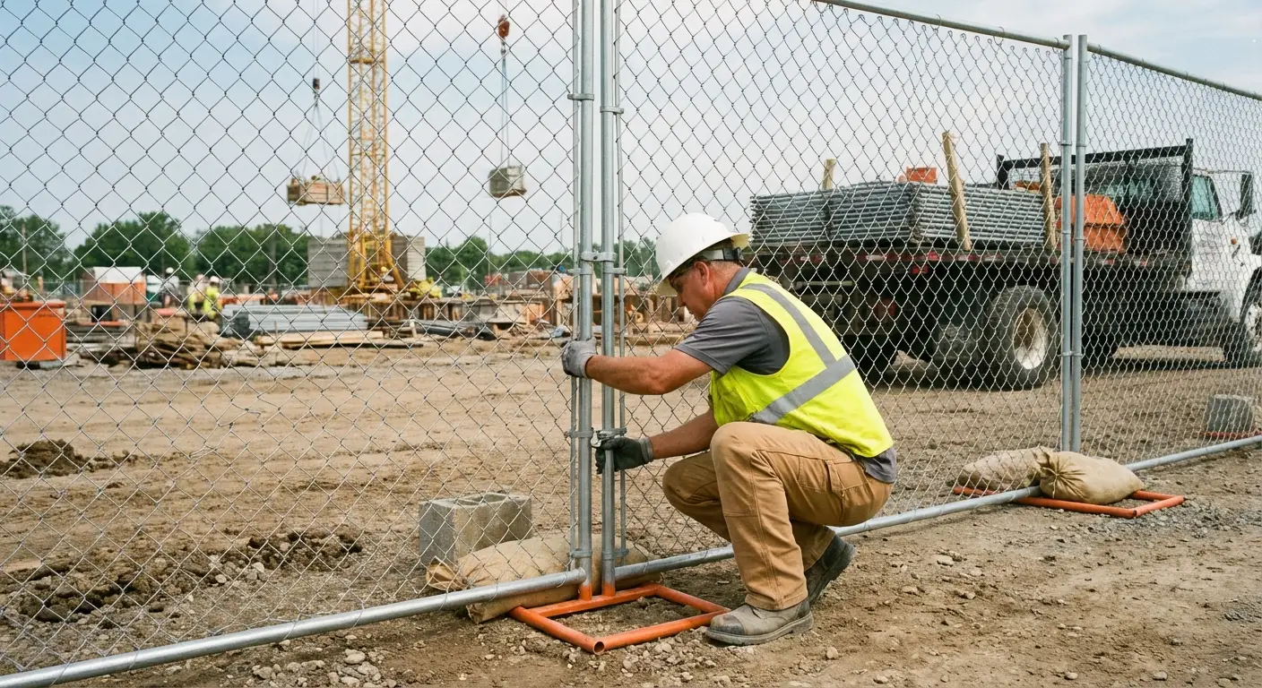 Comparison of professional fencing solutions versus DIY risks on a construction site in South San Francisco, CA