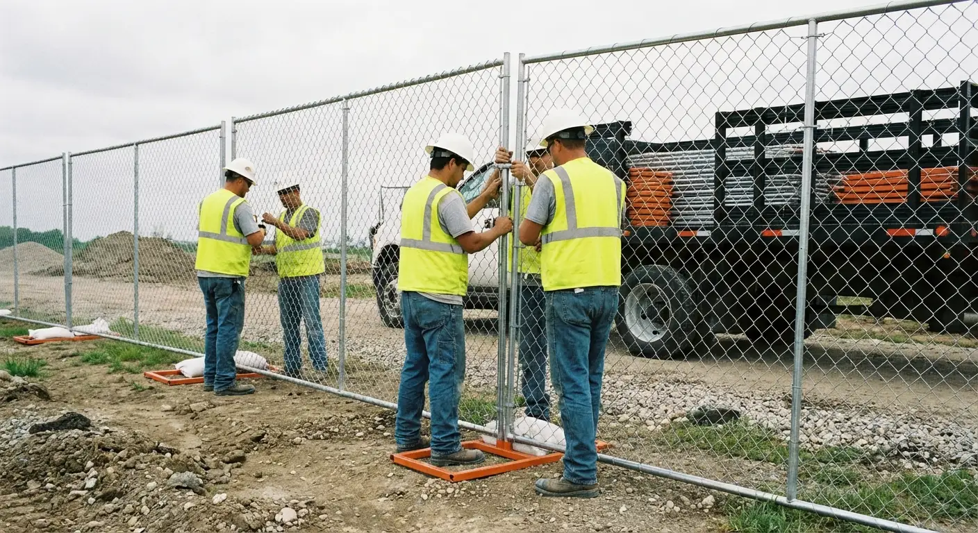 South City Site Fencing team installing temporary fencing in South San Francisco, CA