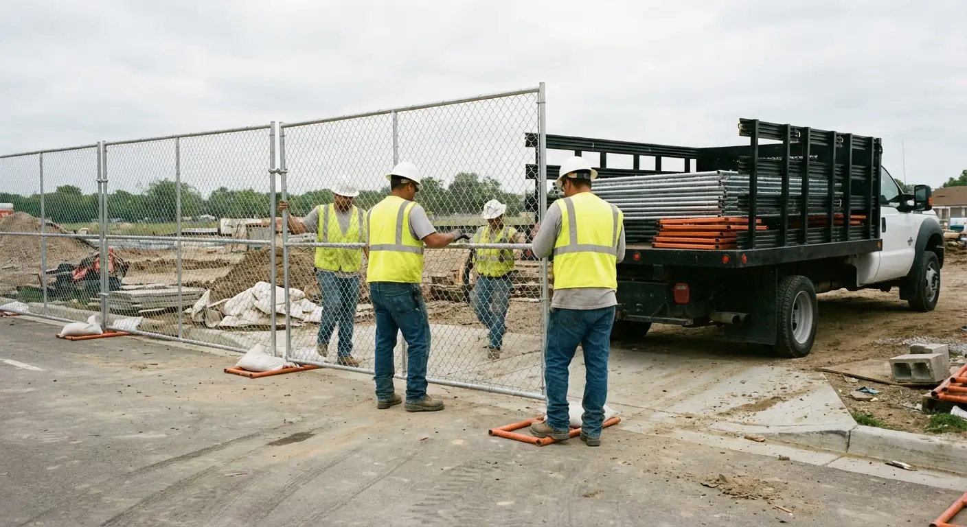 South City Site Fencing team securing a construction site perimeter in South San Francisco, CA