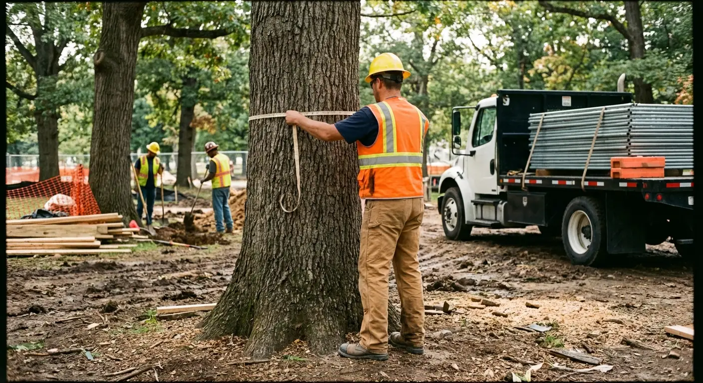 Tree protection zone fencing installation in South San Francisco, CA