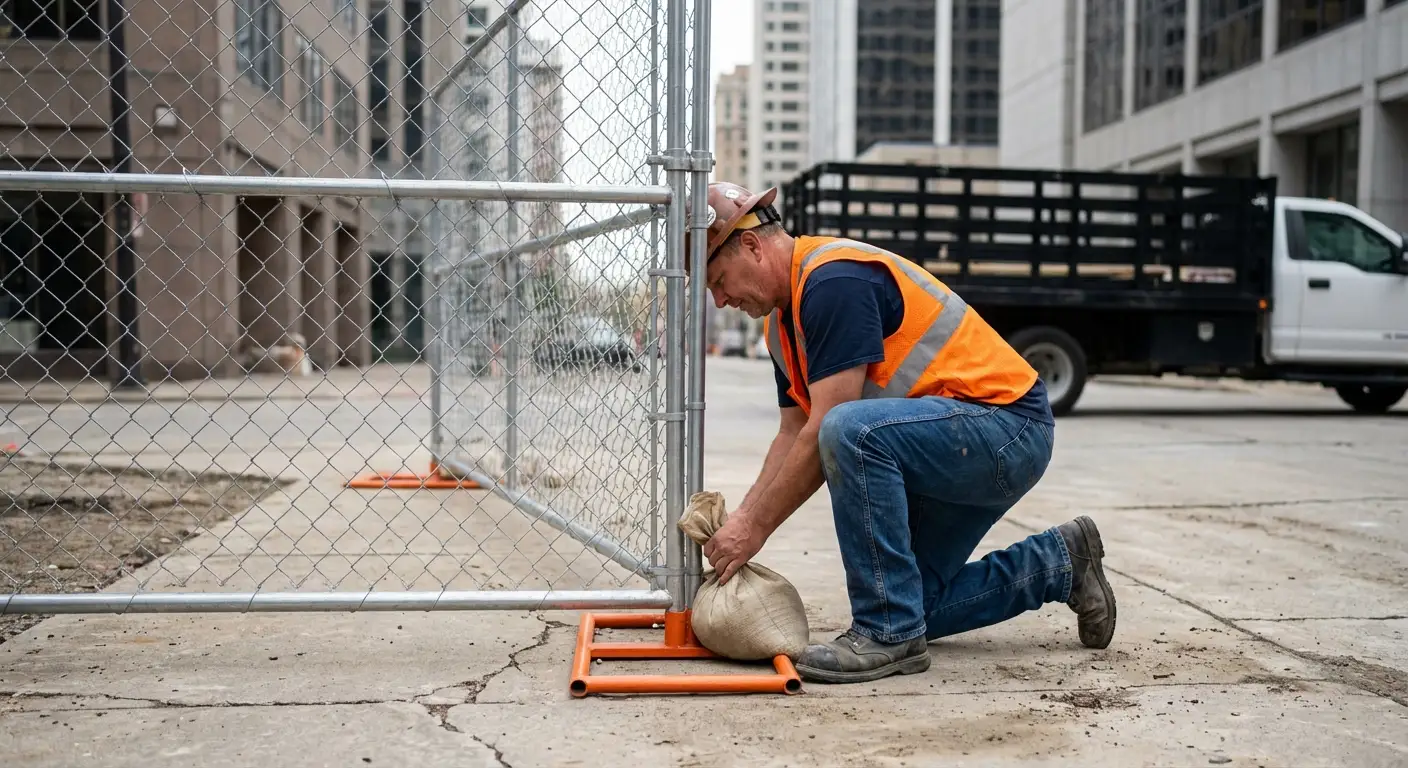 Temporary fence installation in Downtown South San Francisco area