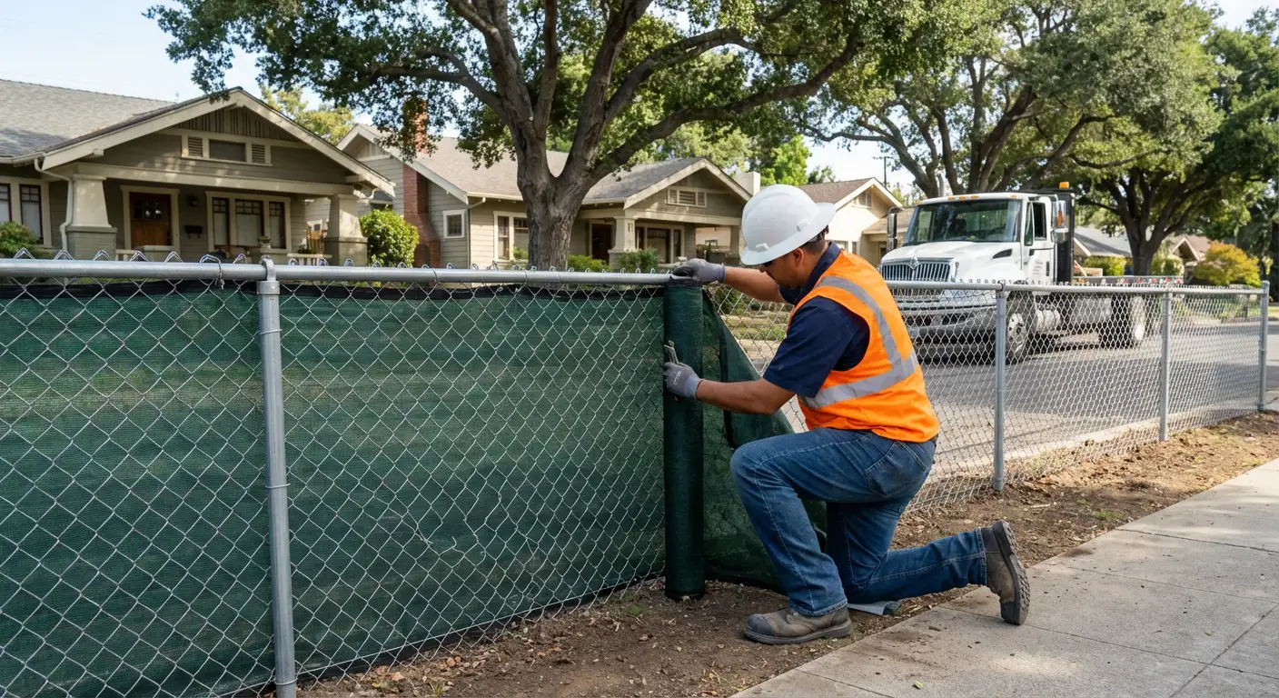 Temporary fence installation in South San Francisco