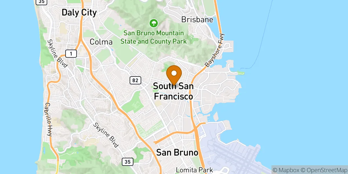 Old Town (Downtown) neighborhood map in South San Francisco, CA
