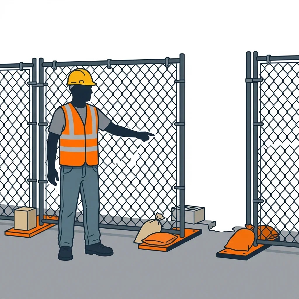 Diagram illustrating common construction site perimeter vulnerabilities in South San Francisco, CA